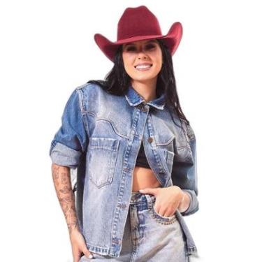 Imagem de JAQUETA FEMININA JEANS OVERSIZED COM APLICAÇÃO-ANA CASTELA 24417-Feminino