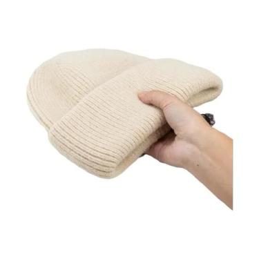 Imagem de Gorro Feminino De Inverno Em Tricô Com Pelo De Coelho, Grosso, Quente 