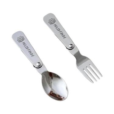 Imagem de Conjunto De Garfo E Colher Portátil De Aço Inoxidável Para Piquenique 