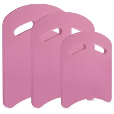 Imagem de Soulchen Pacote com 3 pranchas de natação, boia de natação combo de 3 tamanhos para boia de piscina, auxílio de natação compatível com nadadeiras para prática de exercícios de colo (rosa)