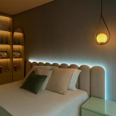 Imagem de Kit Cabeceiras Nuvem Infatil Estofada Cerquinha Modular Cama Solteiro Casal King Queen 45X20 Módulos Adesivos (Bege, Casal Queen)