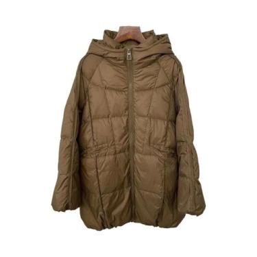 Imagem de Jaqueta Feminina plus Size Com Capuz De Plumas De Pato Brancas, Casaco