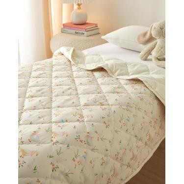 Imagem de Edredom infantil com estampa de pássaro, alternativo, para crianças, leve e quente, macio e respirável, para todas as estações, para berço e carrinho de bebê, lavável na máquina, 99 x 129 cm