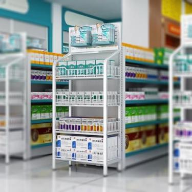 Imagem de Prateleira móvel de supermercado com rodas, rack de lanches e bebidas multicamadas, carrinho de frutas e vegetais de cozinha com ganchos removíveis (tamanho: 50 x 28 x 140 cm)