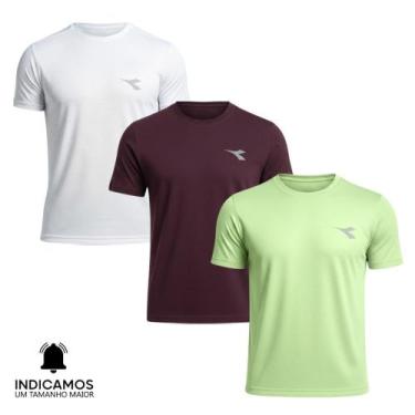 Imagem de Kit 3 Camisetas Diadora Small Logo Masculina - Branco e Verde Claro P,