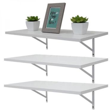 Imagem de Kit 3 Prateleiras 60 X 25cm Branca Com Mão Francesa