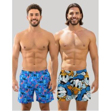 Imagem de Kit 2 Samba Canção Masculino Estampado Confortável  Tecido Macio, Cint