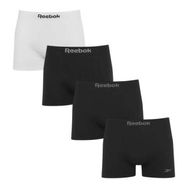 Imagem de Kit 4 Cuecas Boxer Reebok Sem Costura Masculina - Preto e Branco P, Pr
