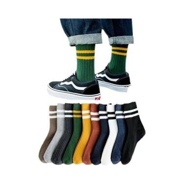 Imagem de Meias De Algodão Vintage Para Homens, 5 Pares, Confortáveis E Respiráv