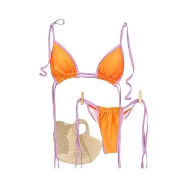Imagem de Conjunto De Biquíni Sexy Feminino Com Patchwork, Maiô Com Tiras, Micro