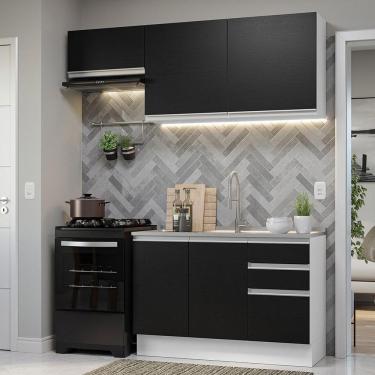 Imagem de Armário De Cozinha 180Cm Branco/Preto Glamy 09 Branco/Preto