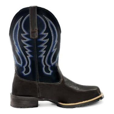 Imagem de Bota Masculina Texana Couro Bordada Cowboy Country Conforto-Masculino