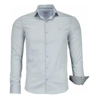 Imagem de Camisa Social Acetinado Amil Manga Longa Slim Elastano 1825, Prata, 2