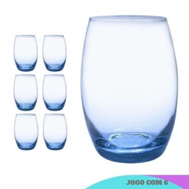 Imagem de Copo Vidro 450ml BELLAGIO jogo com 6 Azul - Casa Linda