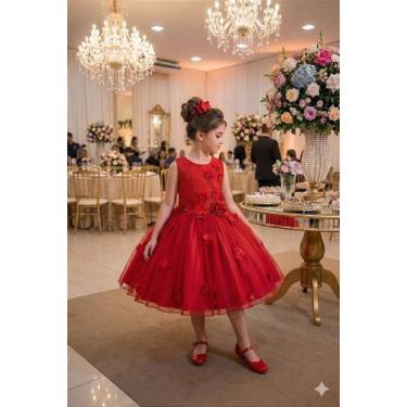 Imagem de Vestido Juvenil Vila Lele Regata Flores Vermelho - Tecido Tecnosport, 