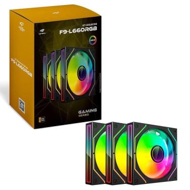 Imagem de Kit Cooler Fan C3tech F9-l660bk, 3x Unidades, 120mm, Argb, Controladora E Controle Remoto - Preto