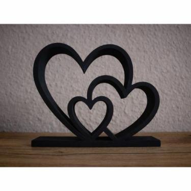Imagem de Escultura de amor moderna - 3 Corações - Tudona3d, Preto