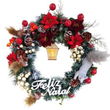 Imagem de Guirlanda Natalina da Fartura à Esquilos Ø58cm Com 1 Led. - Papel Mâch