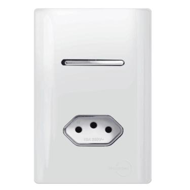 Imagem de Interruptor Simples + Tomada Universal 2p+t 20a Cromado com Placa 4x2 Branco Dc120021 Novara In
