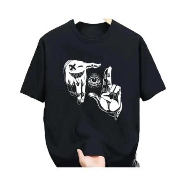 Imagem de Camiseta Masculina plus Size De Verão Em Algodão Casual Com Gola Redon