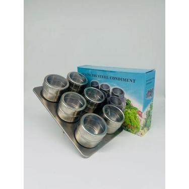 Imagem de Porta Condimento Inox Magnético Com 6 Porta Tempero - JAC PACK