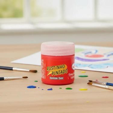Imagem de Tinta Para Pintar O Rosto Criança cor Vermelho Liquida 15 Ml - Rostinh