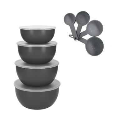 Imagem de KIT KITCHENAID 4 TIGELAS MULTIUSO E 4 COLHERES DE PREPARAÇÃO CINZA