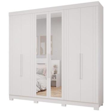 Imagem de Guarda Roupa Maite 6 Portas com Espelhos e Pés MDF - Panan, Branco