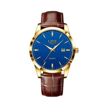 Imagem de Relógio De Quartzo Masculino Em Couro Marrom LIGE, Relógio De Pulso Es