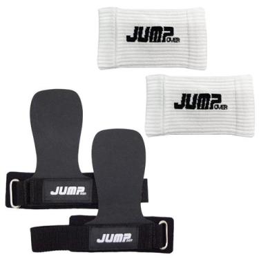 Imagem de Kit Hand Grip Evolution + Munhequeira Canelada - Jump Over -, Branco, 