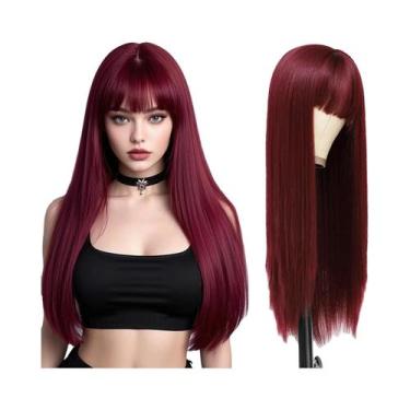 Imagem de Peruca Sintética Longa E Lisa Preta Para Halloween, Cosplay E Uso Diár