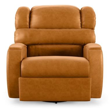 Imagem de Poltrona Do Papai Reclinável Giratória Manchester Glider Couro Sintético Marrom Encantum