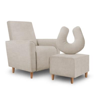 Imagem de Kit Poltrona Para Amamentação Sophia Suede Bege Clique Decoração