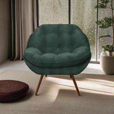 Imagem de Poltrona Comodoro Sala Apoio de Braço Fibra Siliconizada Verde Sentô Móveis