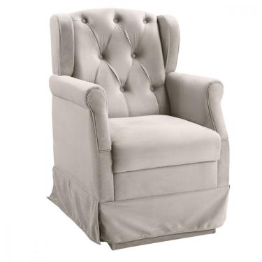 Imagem de Poltrona Cadeira Amamentação Balanço Ternura Veludo Marfim Star Confort