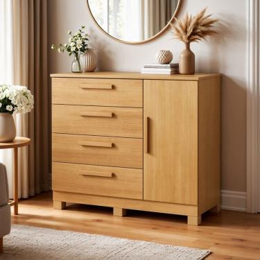 Imagem de Cômoda para Quarto 4 Gavetas e 1 Porta Sapateira Flora Cinamomo