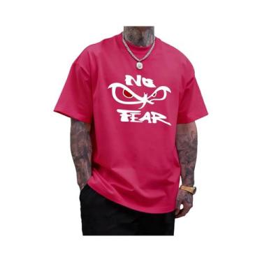 Imagem de Camiseta Masculina Oversized De Algodão Com Estampa 'No Fear' E 'Deter