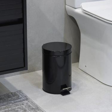 Imagem de Lixeira Banheiro 3l Preta Inox 25x16cm