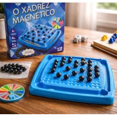 Imagem de Jogos Xadrez Magnético Tabuleiro 22x22cm com 20 Esferas Imã - MARCHETU