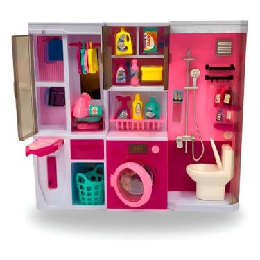 Imagem de Brinquedo Lavanderia Casinha Boneca Luz Som Interativo - Genérico