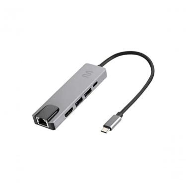 Imagem de Hub USB Tipo-C AC447 5 em 1 com HDMI, Portas USB 3.0 e Ethernet RJ45 Até 100 MBPS para Laptop Multilaser