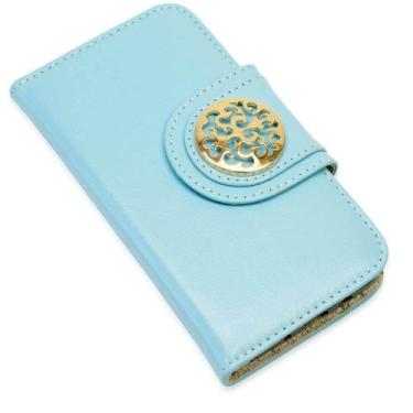 Imagem de Capa Carteira Couro Johari Azul Bebe Para Iphone 15 Pro Max 6.7 - CELL