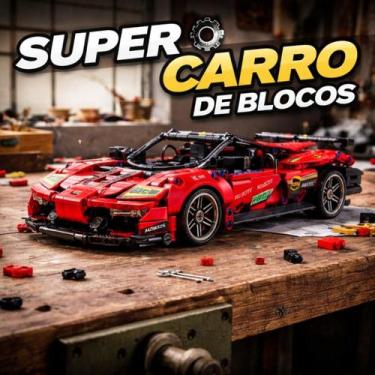 Imagem de Carro Vermelho Esportivo Blocos De Construção Modelo Realista Detalhad