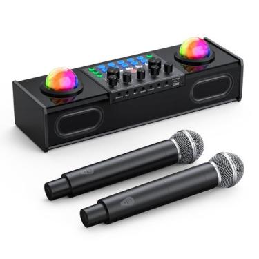 Imagem de Máquina de Karaokê MT-VIKI Bluetooth com 2 Microfones e Luzes RGB