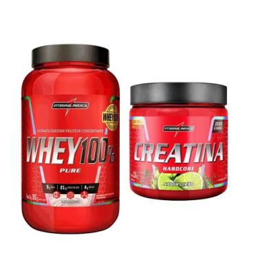 Imagem de Kit Whey 100% 900g + Creatina Limão + Coqueteleira 600ml IM - Integral