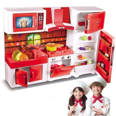 Imagem de Cozinha Infantil Completa Geladeira Fogao 85cm Rosa Som Água - Lua de 