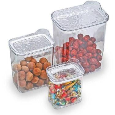 Imagem de Conjunto 3 Pote Hermético Multiuso com Tampa Vedada para Alimentos Tra