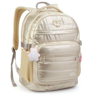 Imagem de Mochila Juvenil Feminina Bolso para Notebook Lorena - Seanite, Dourado