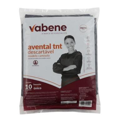 Imagem de Avental Tnt Descartável Vabene Modelo Camisola Tamanho Único Preto Com 10 Unidades