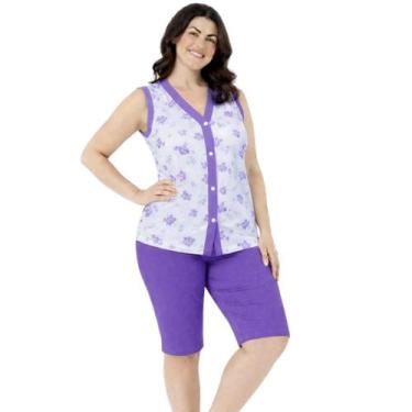 Imagem de Pijama Pescador Regata Aberto Feminino Confortável - Sem marca, Lilás,
